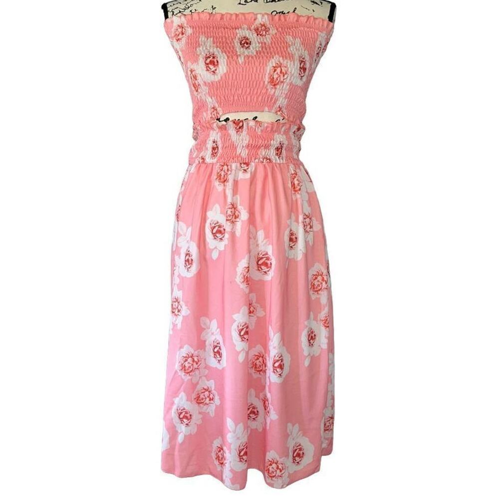 Angashion‎ 2 piece floral crop top maxi dress small - Picture 2 of 7